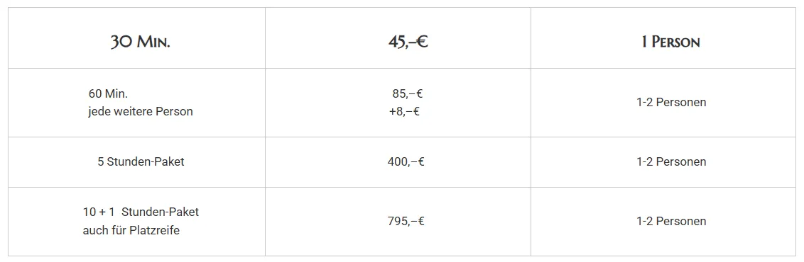 Mühlenhof Golf & Country Club e.V. –Die Preise der Mühlenhof Golfschule 2026