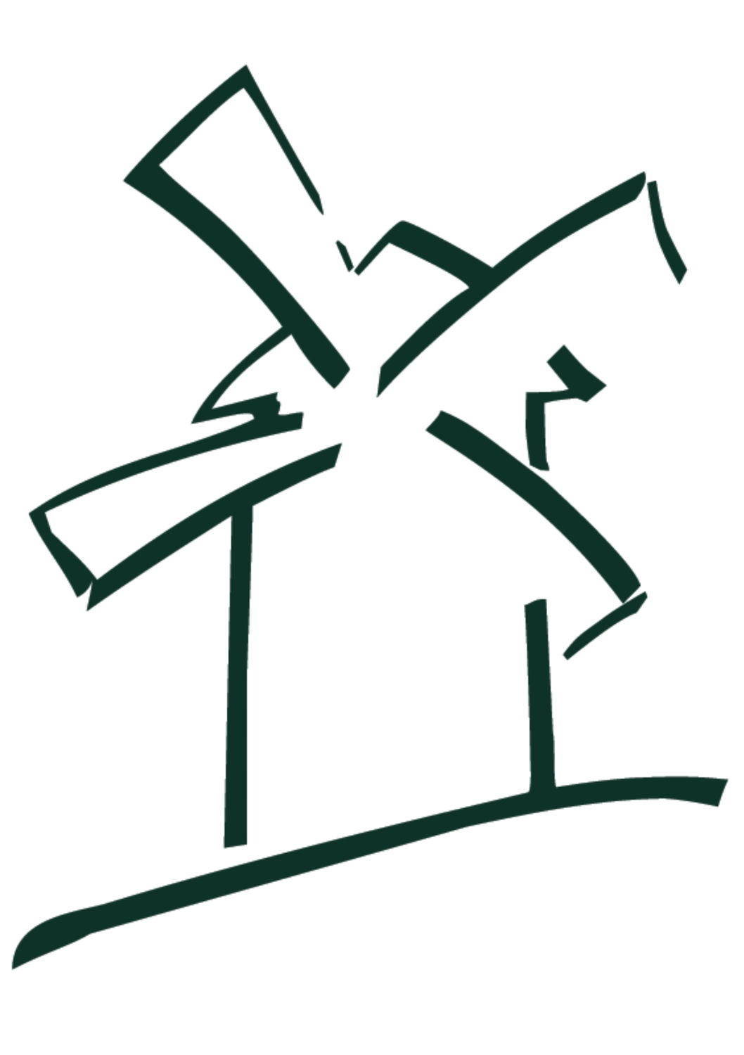 Mühlenhof Golf & Country Club e.V. – Dieses Bild ist ein minimalistisches Vektorlogo einer Windmühle.